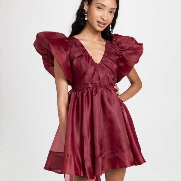 NWT Aje Greta Tie Dress (AUS 6/US 2) Burgundy - Picture 3 of 9